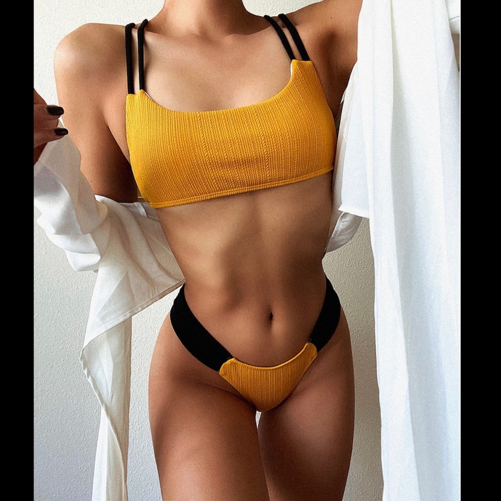 colorblock cheeky bikini set summer vacation Aug sale